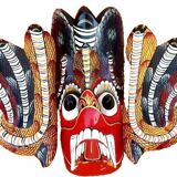 Masque mural Bois sculpté polychrome