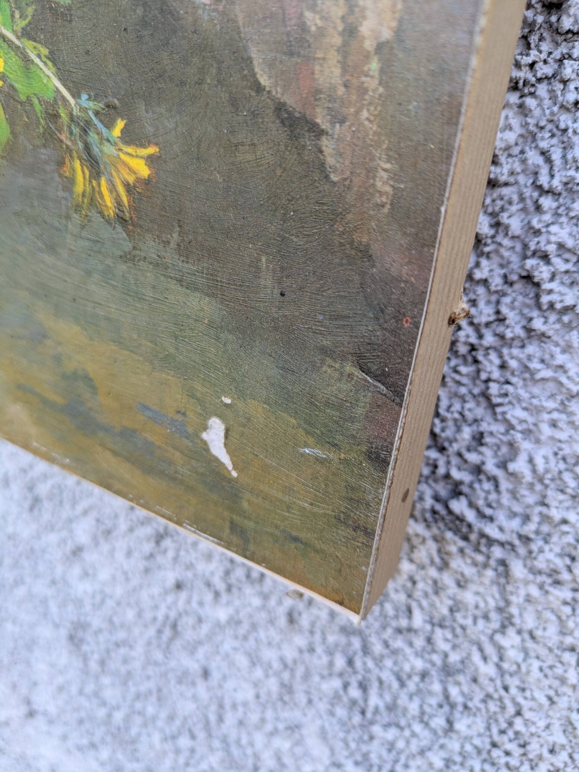 Tableau, bouquet de fleurs, huile sur toile