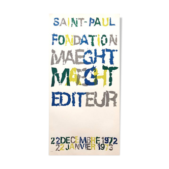 Pol bury, "maeght éditeur", 1972. affiche d'exposition réalisée en lithographie