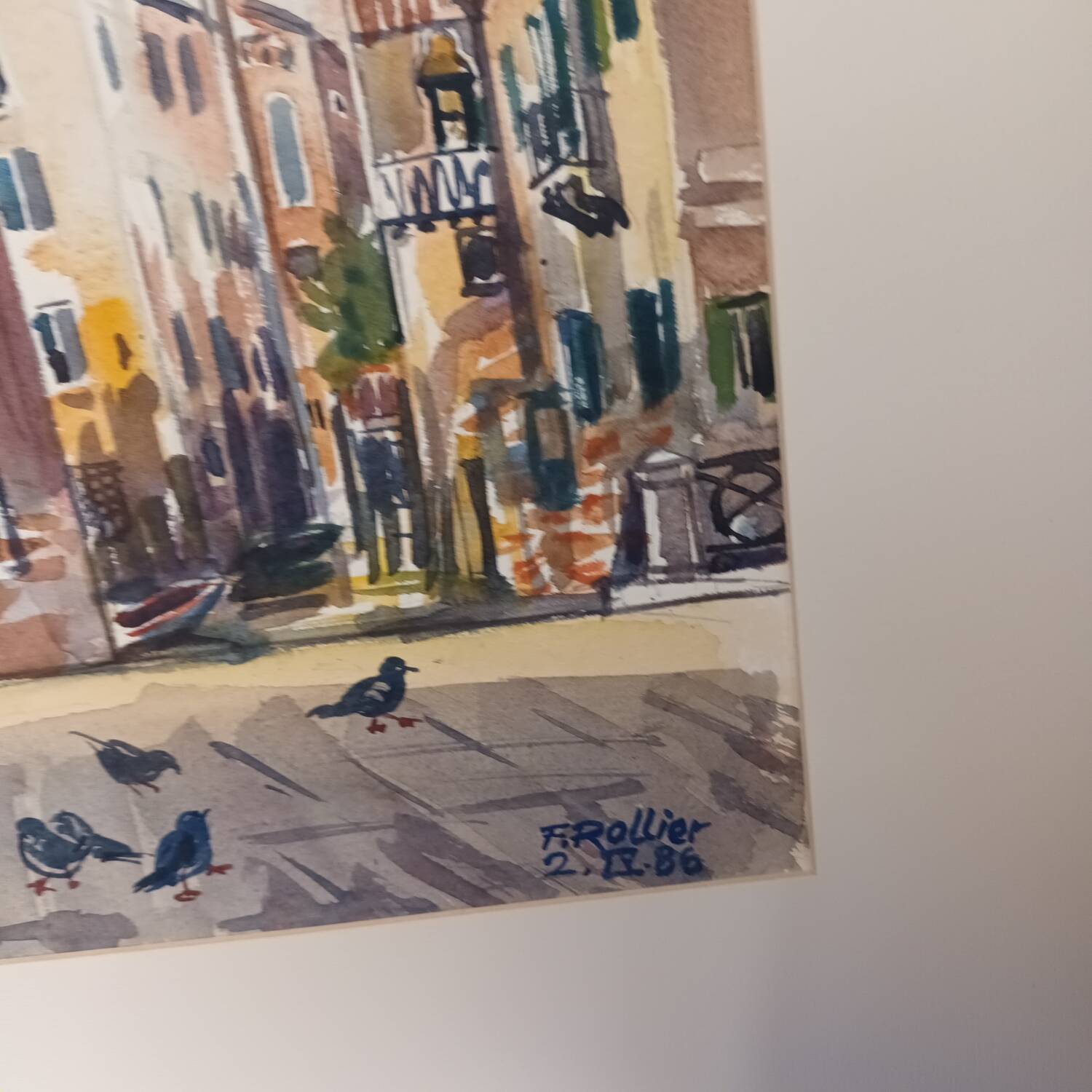 Watercolor place for pigeons