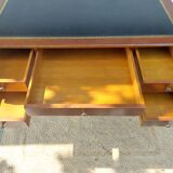 Desk, black leather top