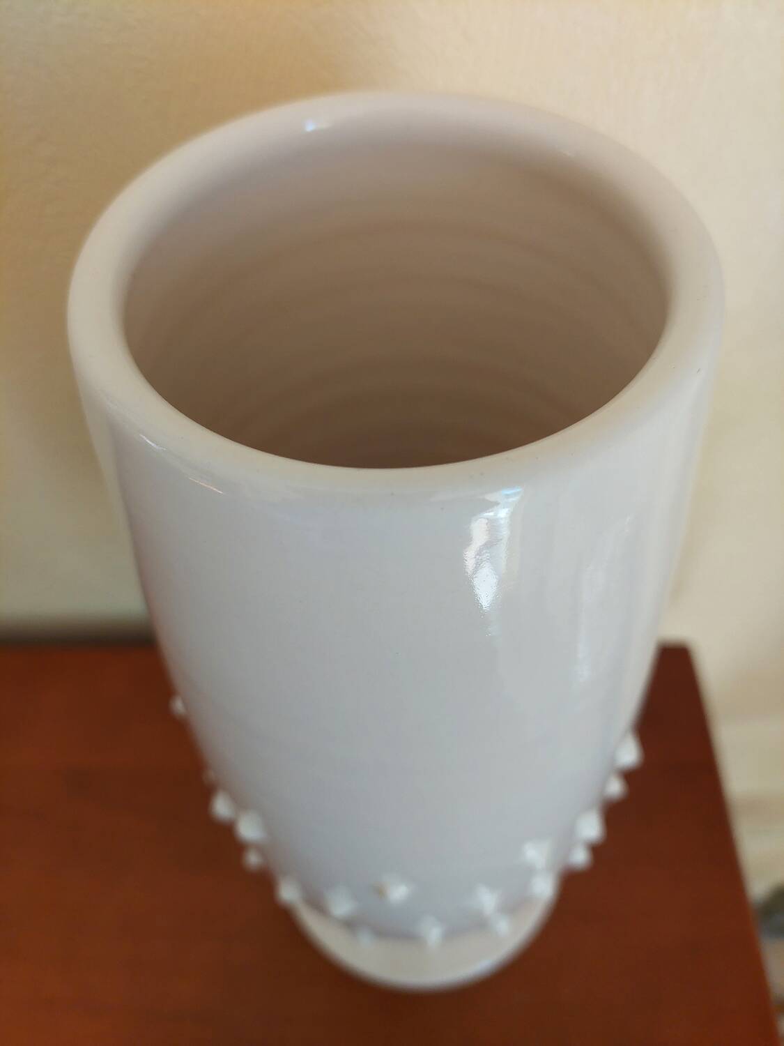 Vase signed Pol Chambost in white enameled ceramic