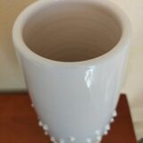 Vase signed Pol Chambost in white enameled ceramic