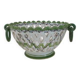 Openwork earthenware fruit bowl with olive decoration, 20 cm in diameter