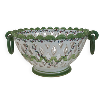 Coupe de fruits faïence ajouré  décor olives de 20 cm diametre