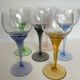 6 verres à vin en verre de couleur