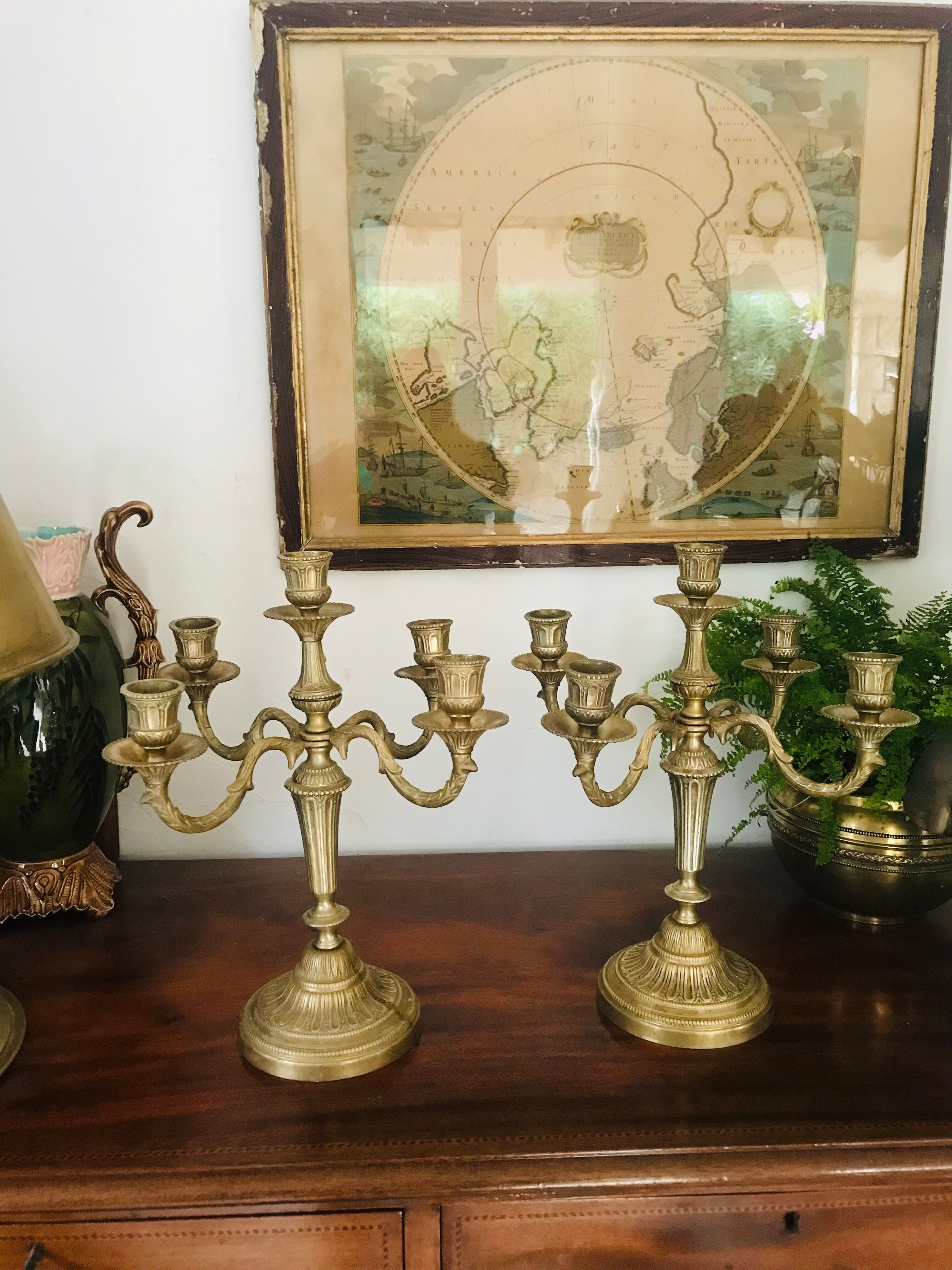 Pair of gilded bronze chandeliers