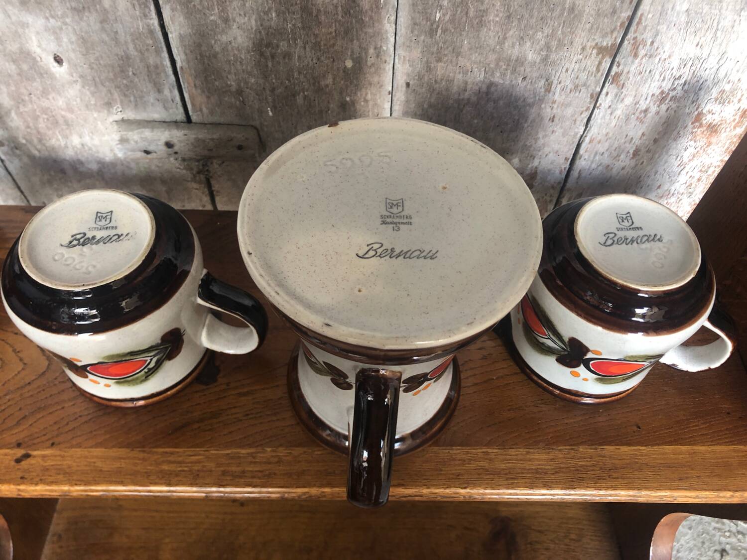 Old Teapot + 2 Pitchers Schramberg BERNAU Ceramic Flower Decor