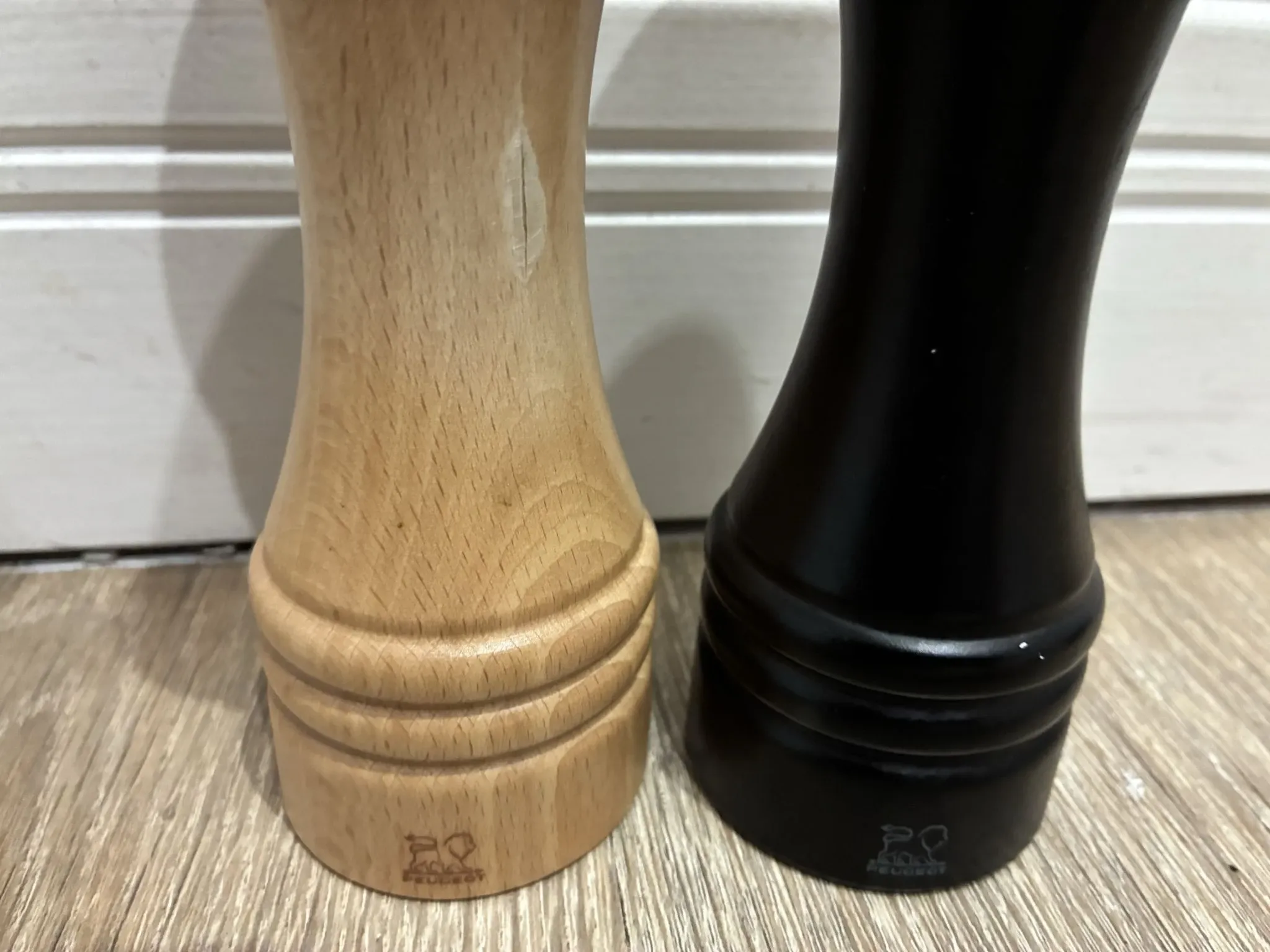 Peugeot Paris wooden salt and pepper mills, natural and black