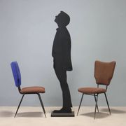 Vintage metal chairs with brass tips, Italy, 1950s-1960s.