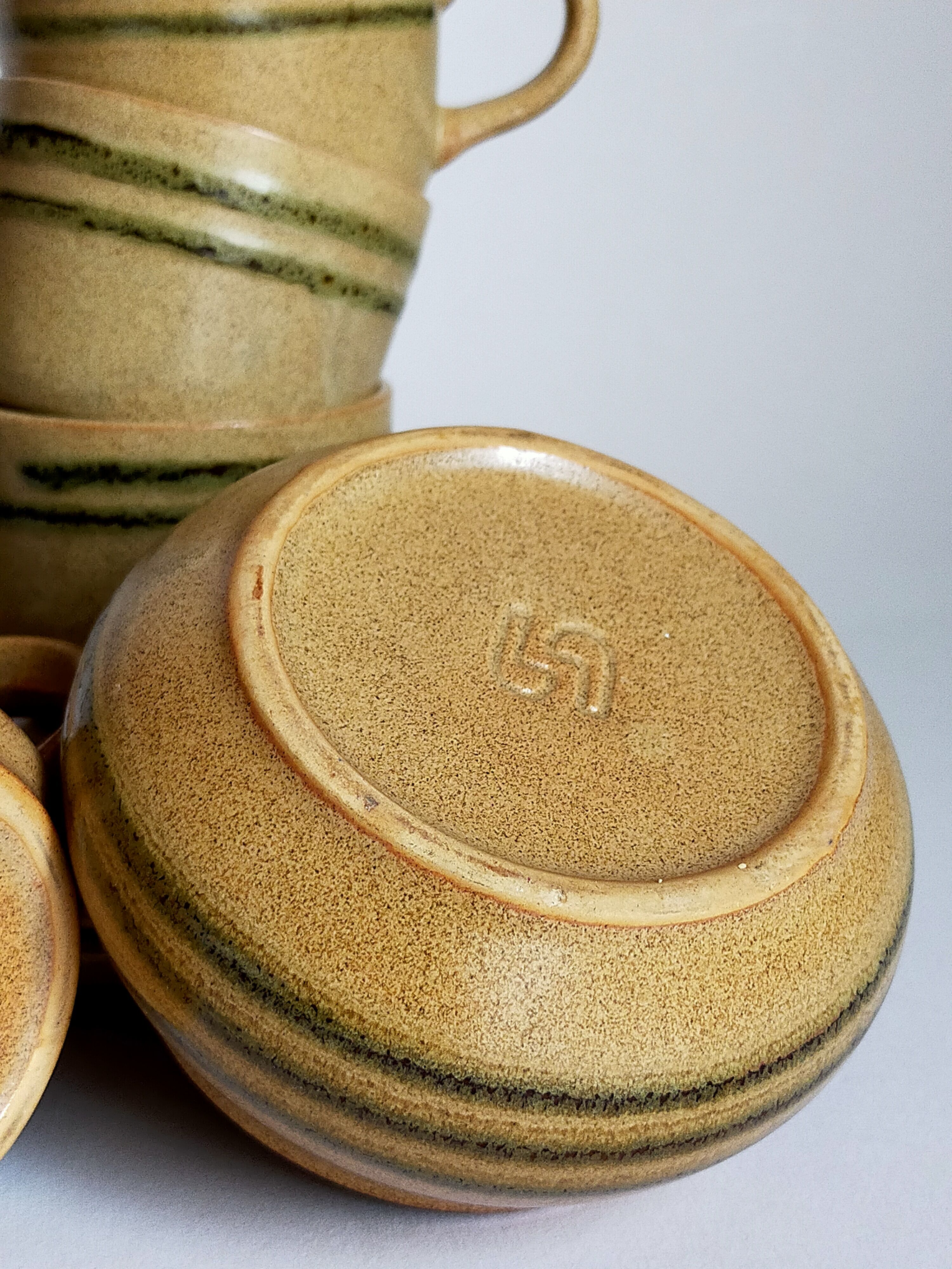 Set coffee cups Sarreguemines sugar bowl and vintage milk pot service"Cottage"