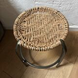 Pair of metal and rope stools