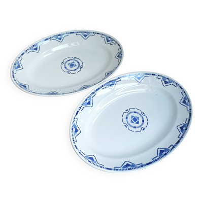 Grands plats de service Art déco faïence St Amand