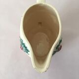 Pitcher in slip with grape decorations stamped Digoin Sarreguemines, Numbered 11 (1920/1950)