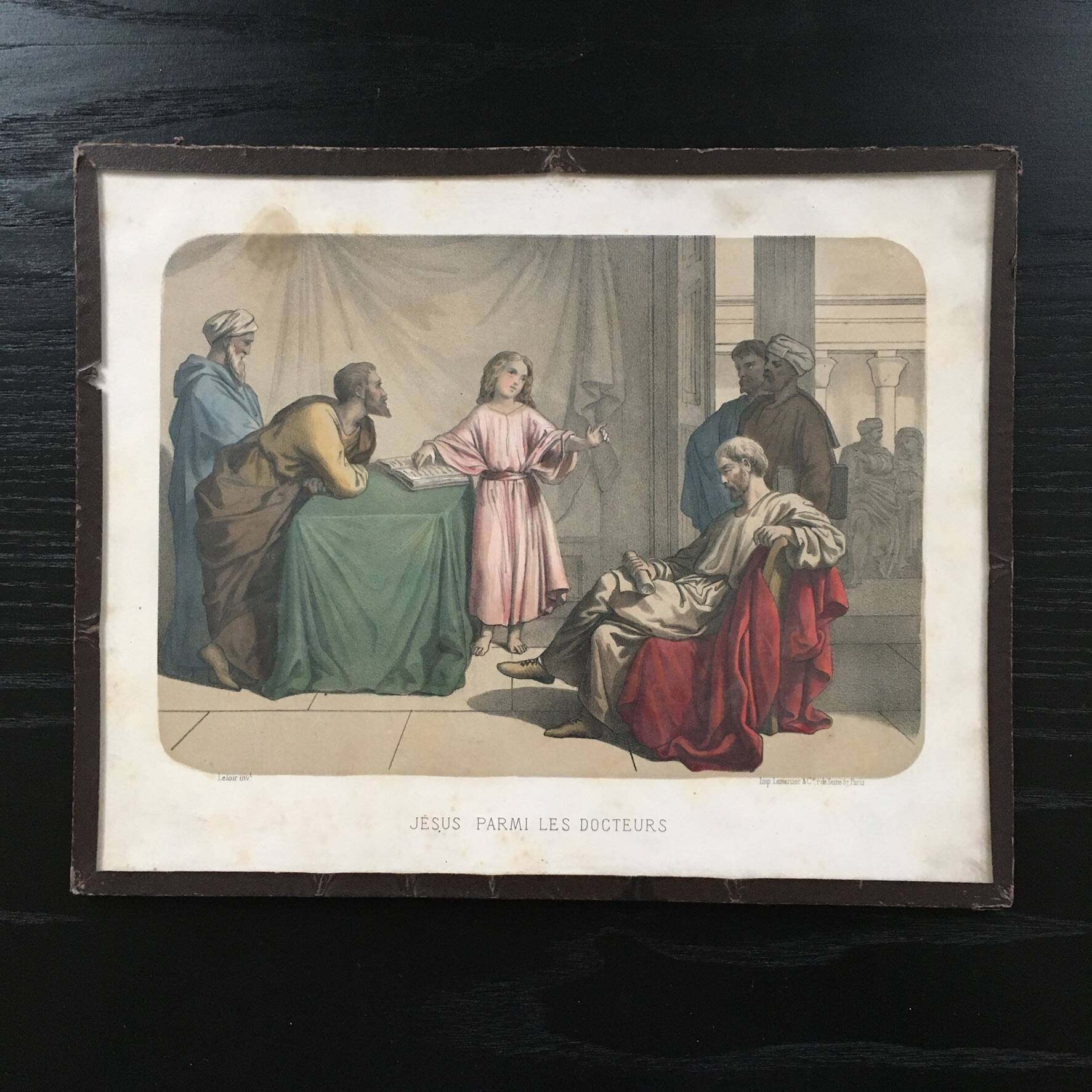 Old illustration Jesus among the doctors