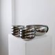 Set of 7 silver stainless steel bowls Space Age vintage Italian design stackable and elegant