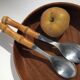 Salad cutlery in natural bamboo and stainless steel 70's