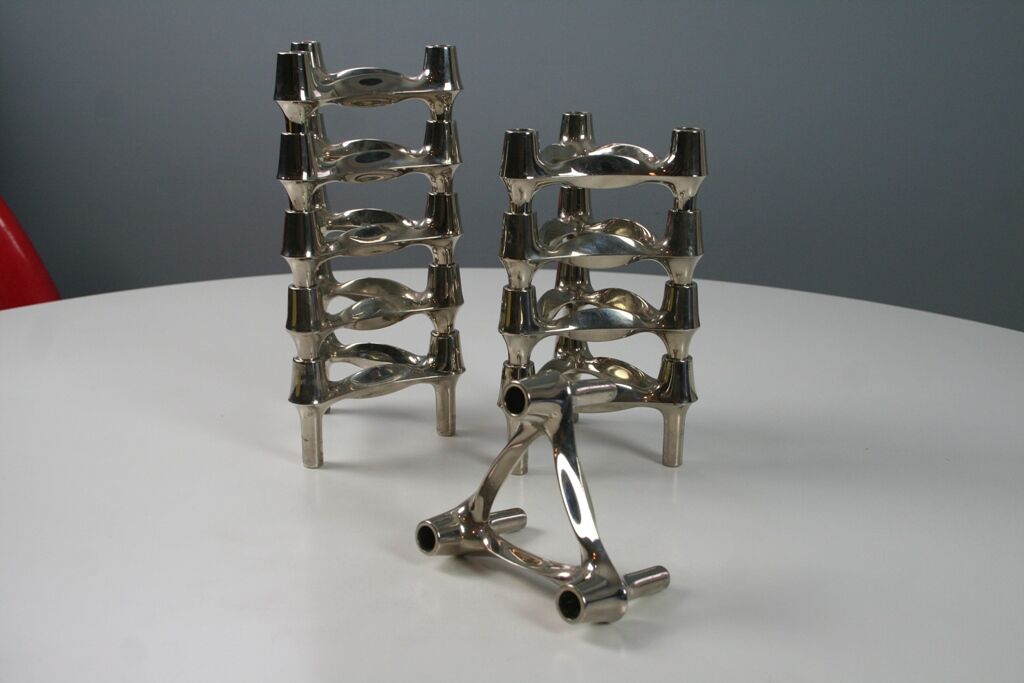 Lot of 10 BMF Nagel 1970 modular candlesticks
