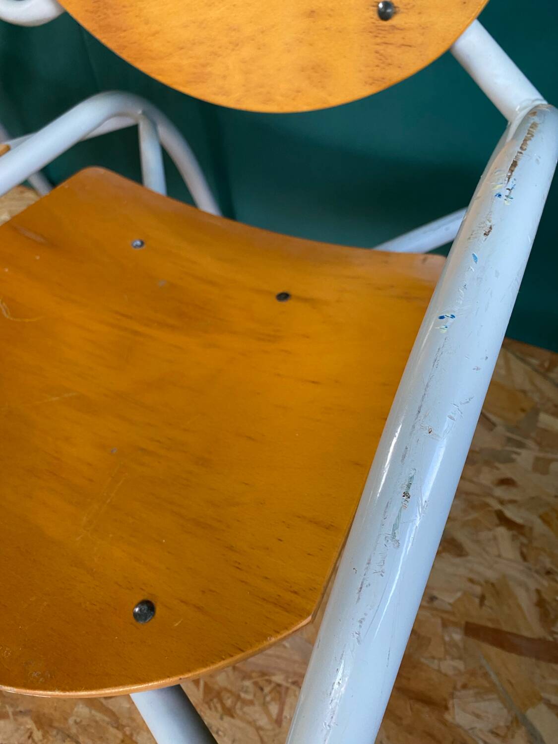 Iron and wood bench for 2 people