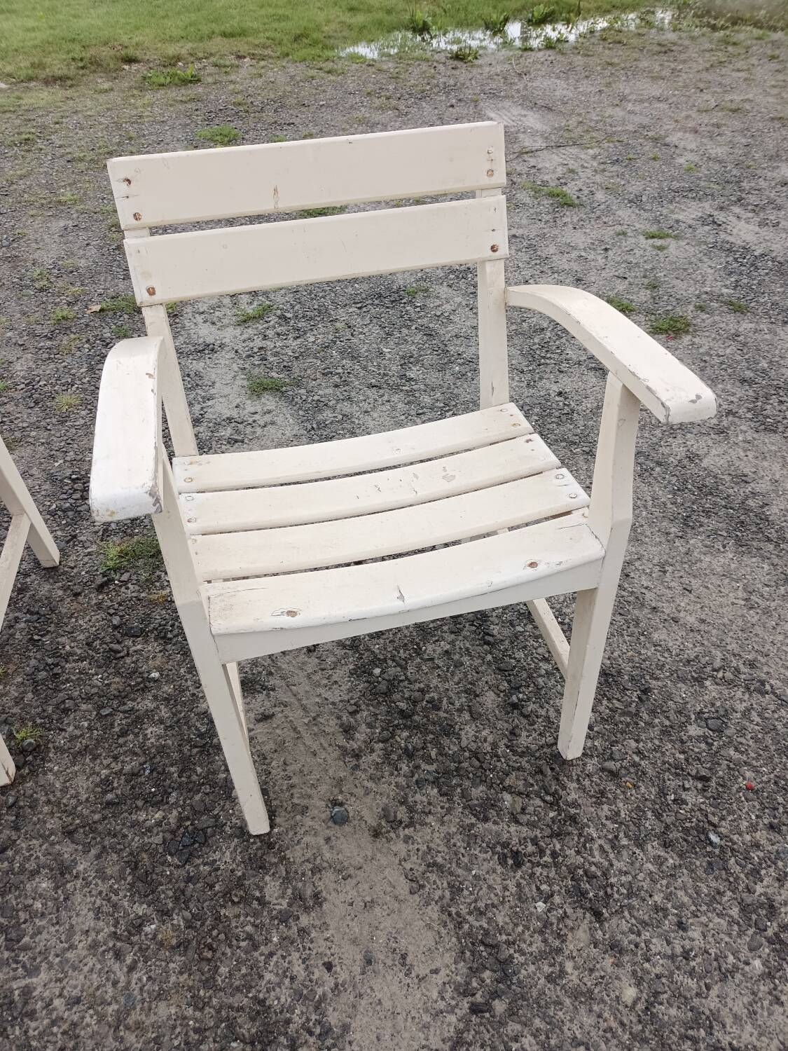 Pair of wooden armchairs