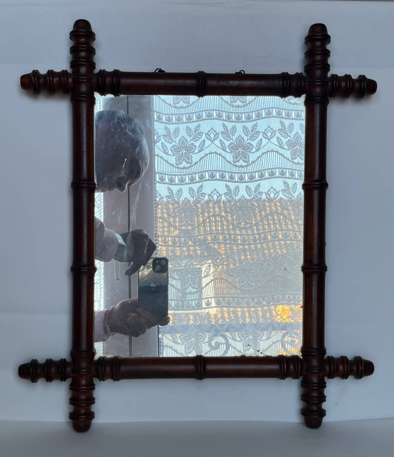 Vintage mirror bamboo frame 49 x 42 cm
