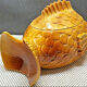 Old tureen yellow fish earthenware Sarreguemines France Slip