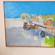 Abstract painting by Maurizio Bini (1940), signed and dated 1972