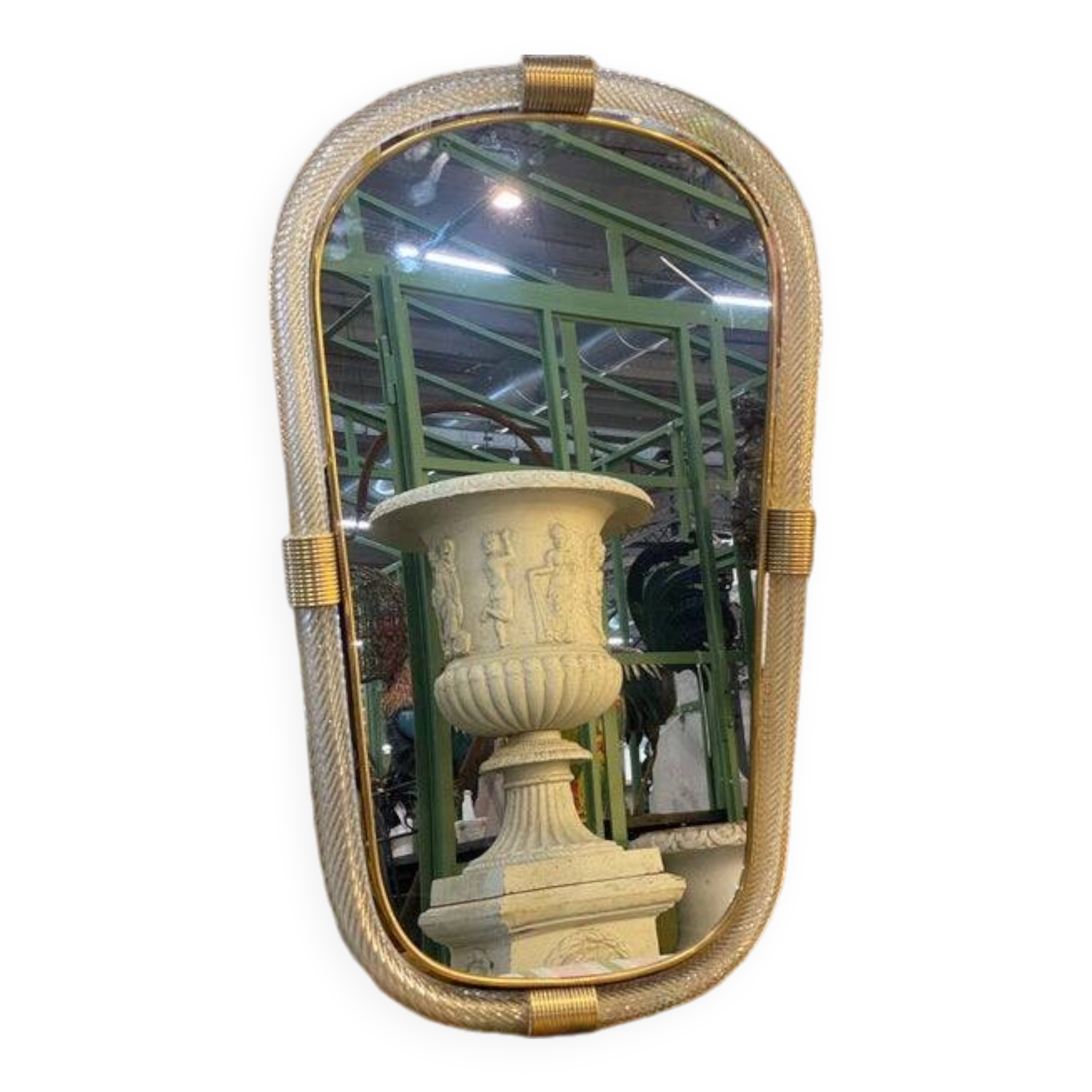 Venetian "Torgiglione" Murano Glass Wall Mirror in Barovier Style