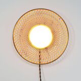 Mid-Century Intricate Wall Lamp in Brass and Opaline Glass, 1950s