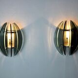 Pair of Veca wall lamps, two-tone murano glass, Italy, 1960