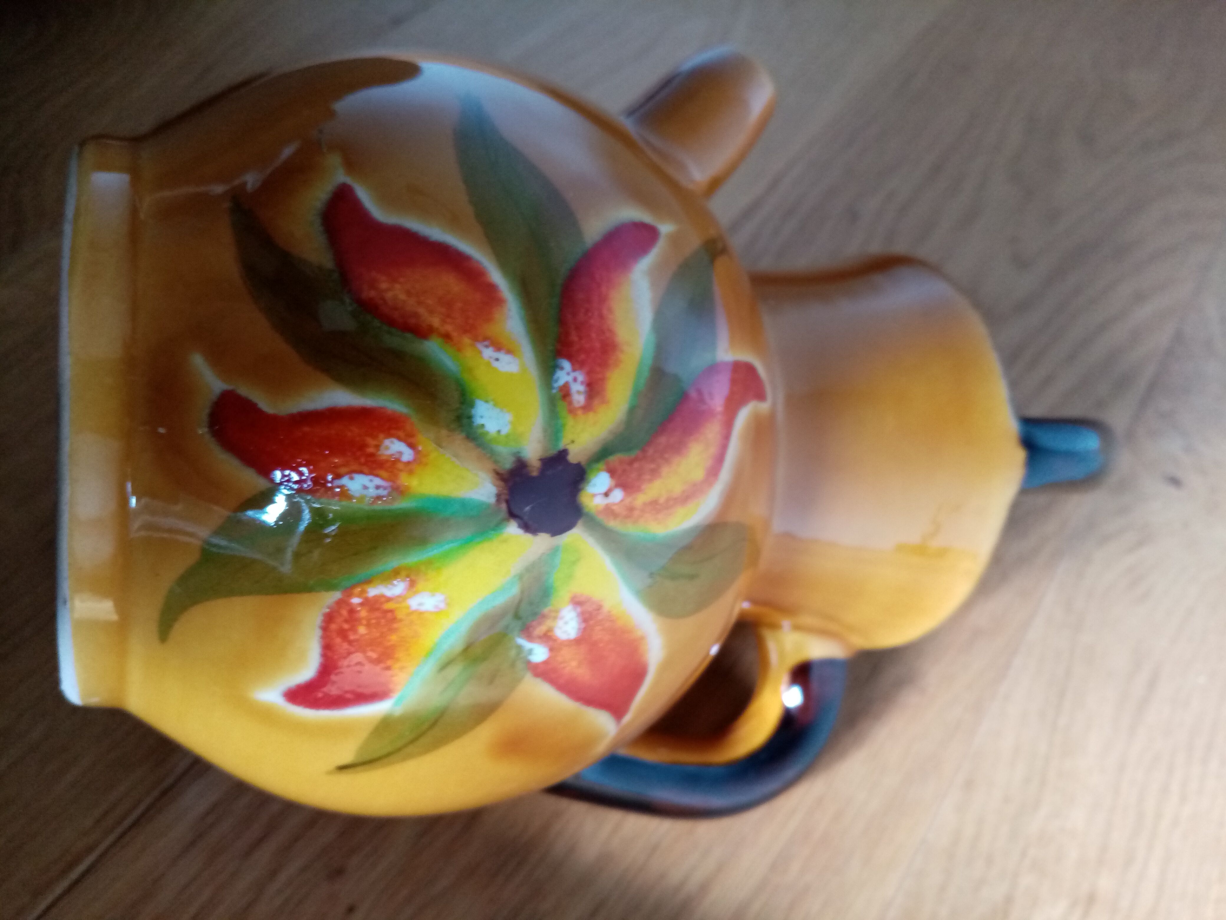 Pitcher jug vase enamelled ceramic Camarès