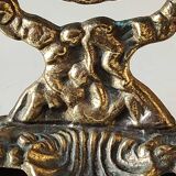 Oval psyche vanity mirror/In old gold bronze Cupids/Rosaces decor