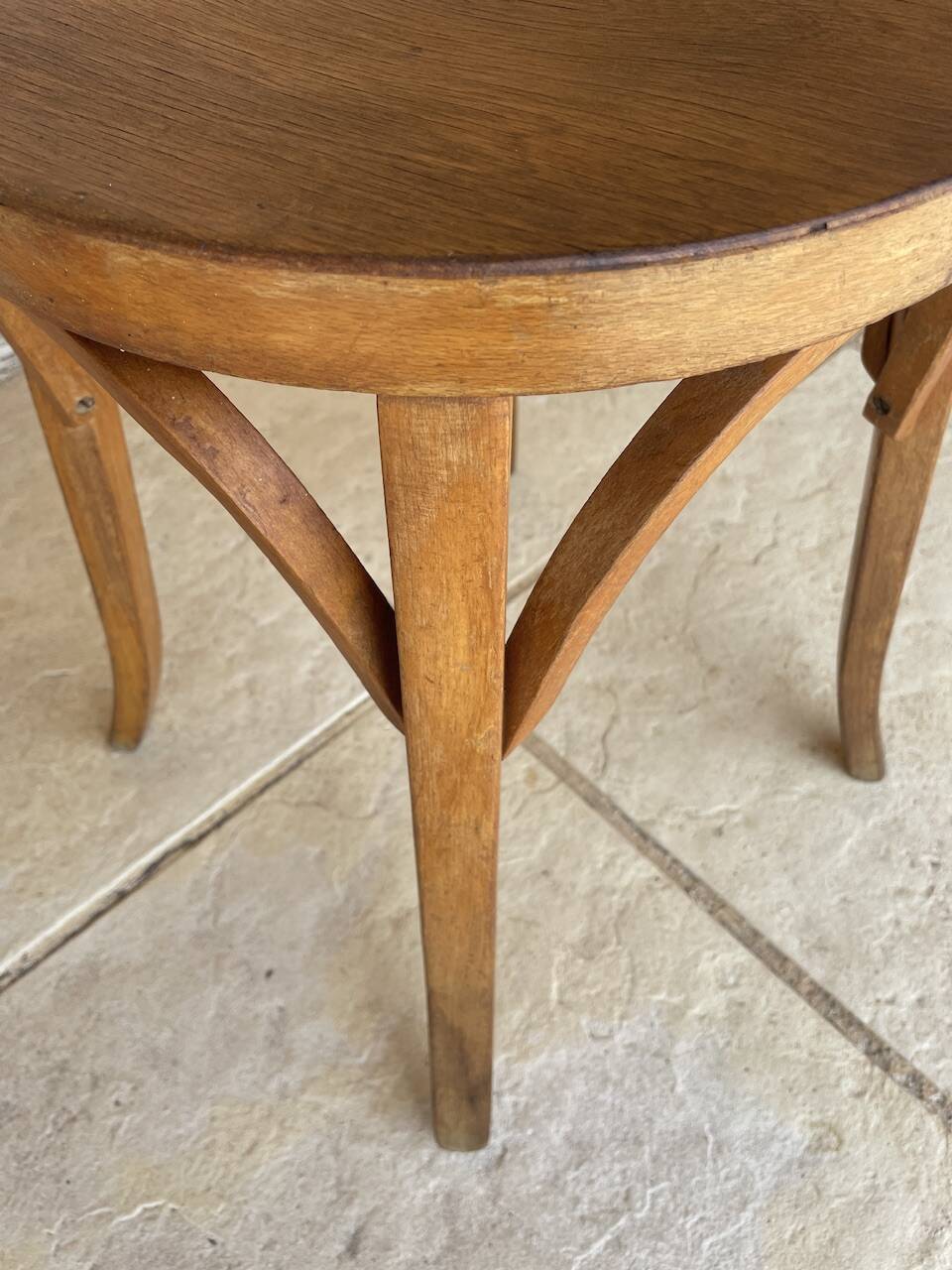 Vintage Curved Wood Stool, Baumann, Circa 1950s/1960s