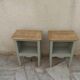 Pair of restored antique bedside tables painted in verdigris.
