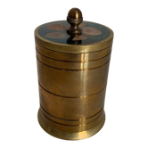 Vintage tobacco pot 1960 brass enamels marble pot - 10 x 6 cm