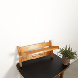 Vintage wooden wall coat rack with shelf