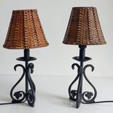 Mid-20th Century Spanish Hand-Forged Wrought Iron Table Lamps