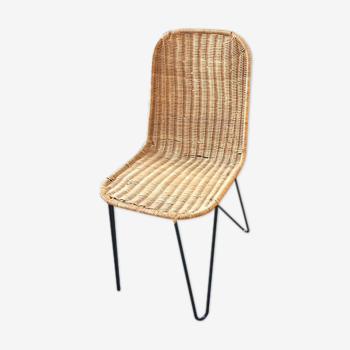 raoul guys chair in rattan and metal base year 50