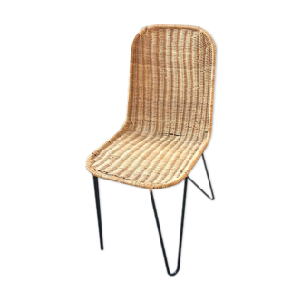 raoul guys chair in rattan and metal base year 50