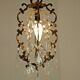 French antique small brass crystal & glass single light cage chandelier 3277