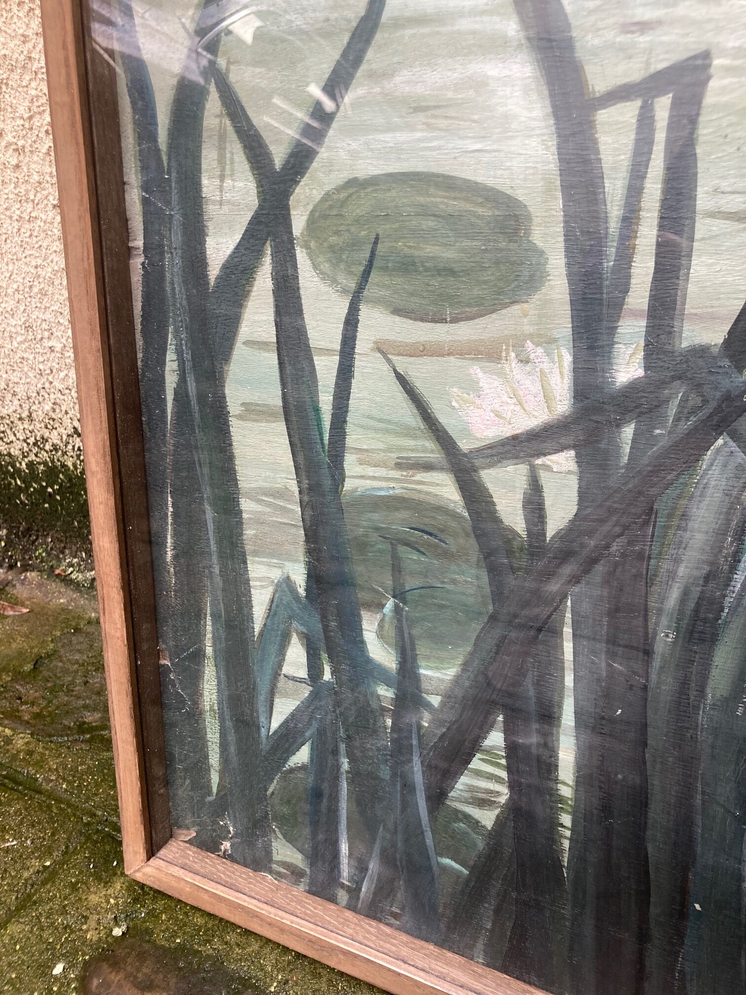 Painting on plywood "water lilies"