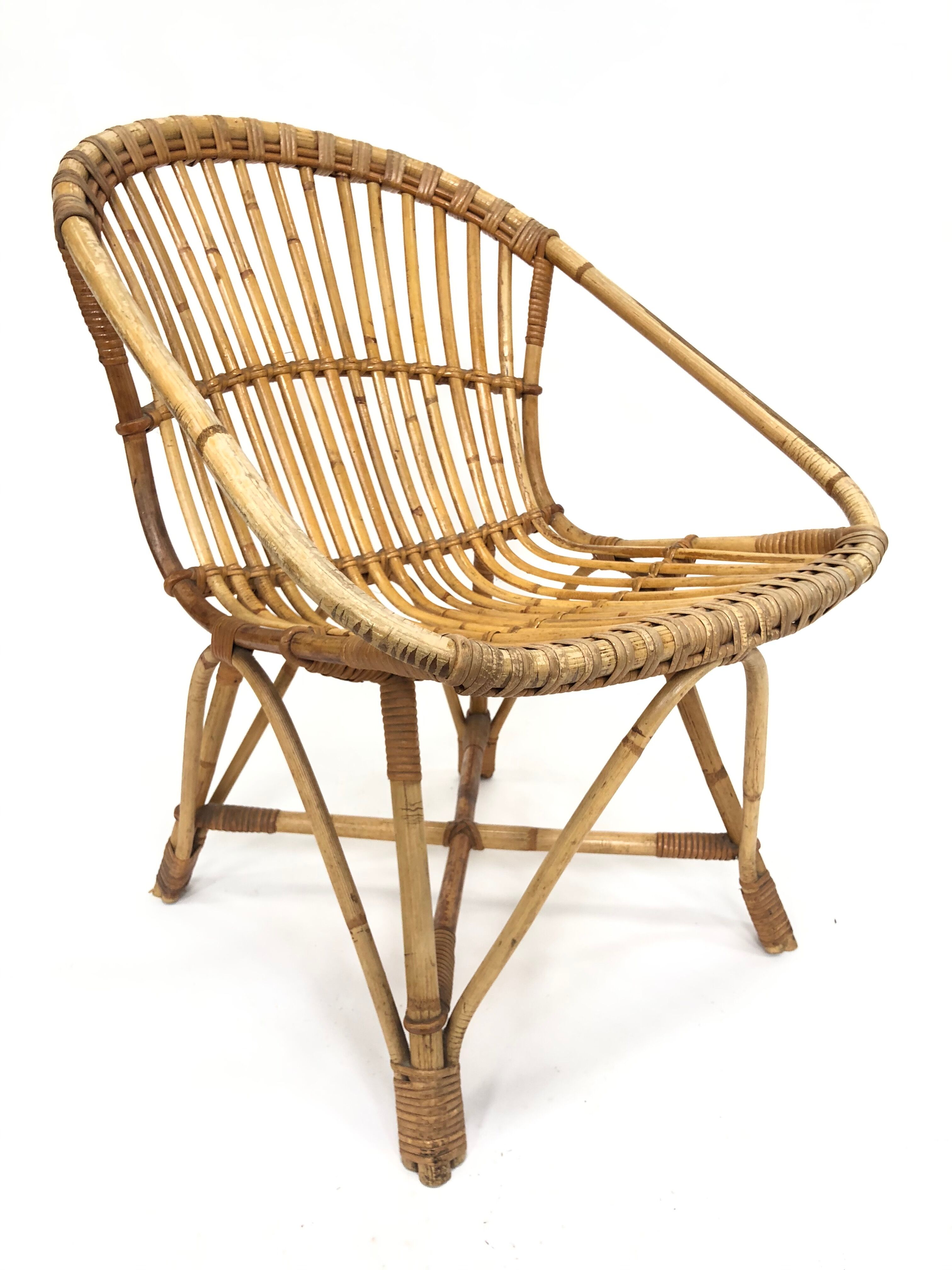 Rohe Noordwolde rattan chair, 1960, Netherlands