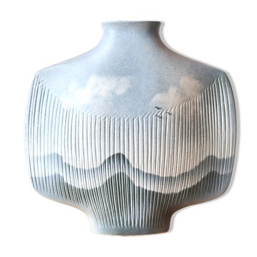 Vase by Yves Mohy in Virebent porcelain, 70s
