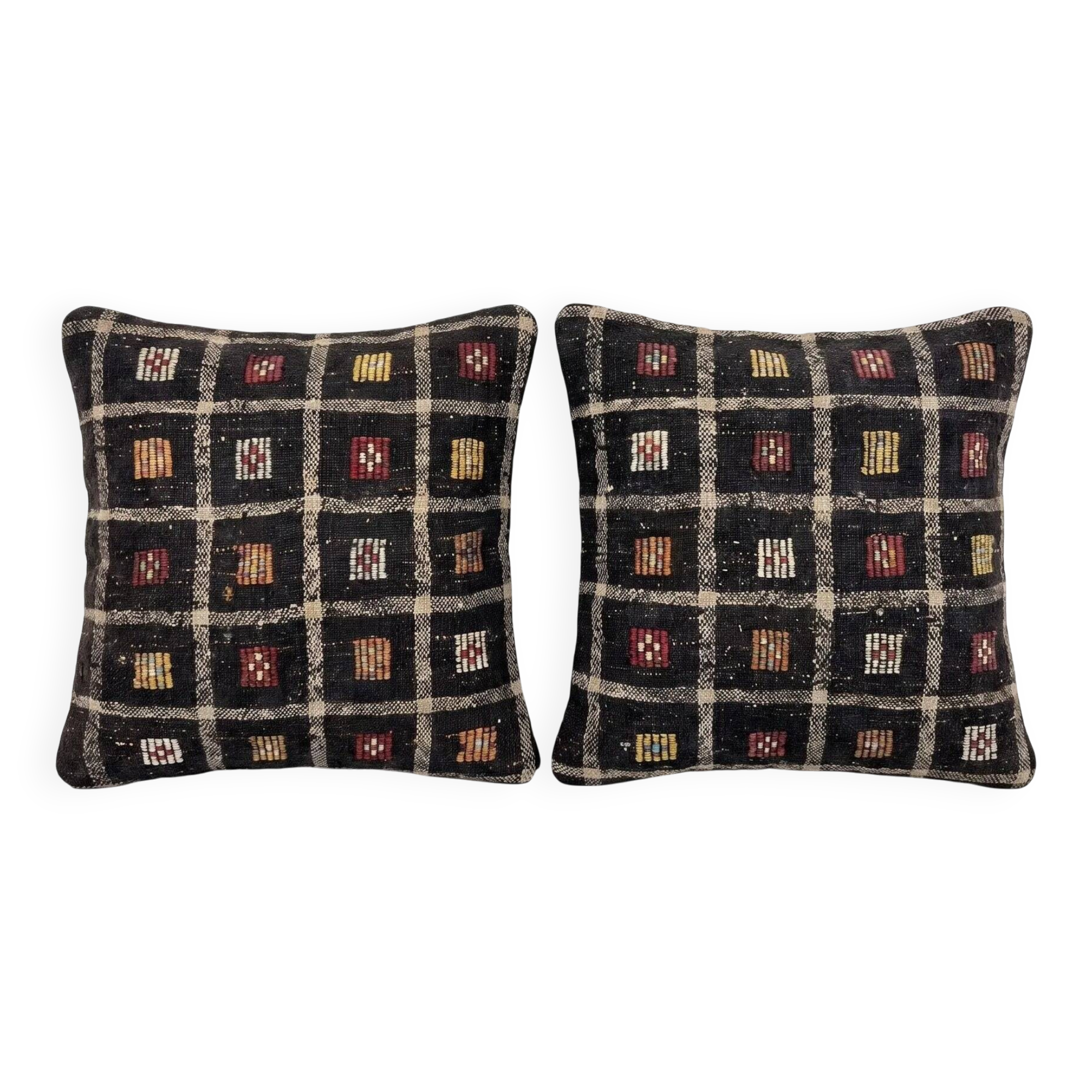 Set of 2 vintage kilim cushion covers 61x61 cm