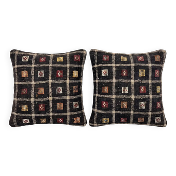 Lot de 2 housses de coussin kilim vintage 61x61 cm