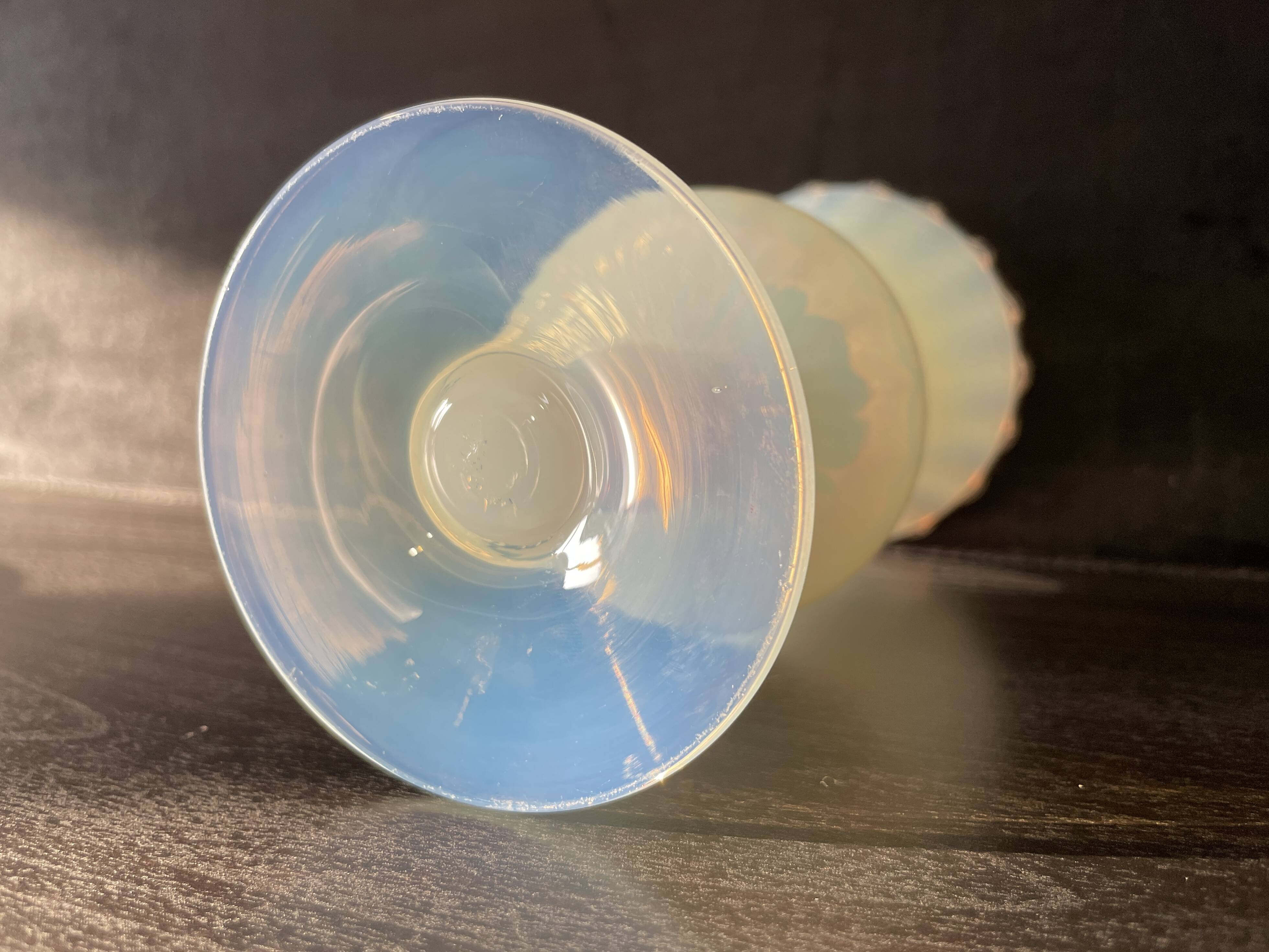 Vase en opaline, verre d'Empoli, Florence Italie 1960