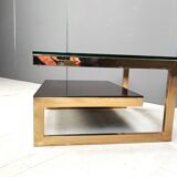 Table basse plaquée or 23 carats, années 1970