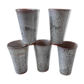 Set of 5 glasses in vintage sandstone gray enamelled 70s