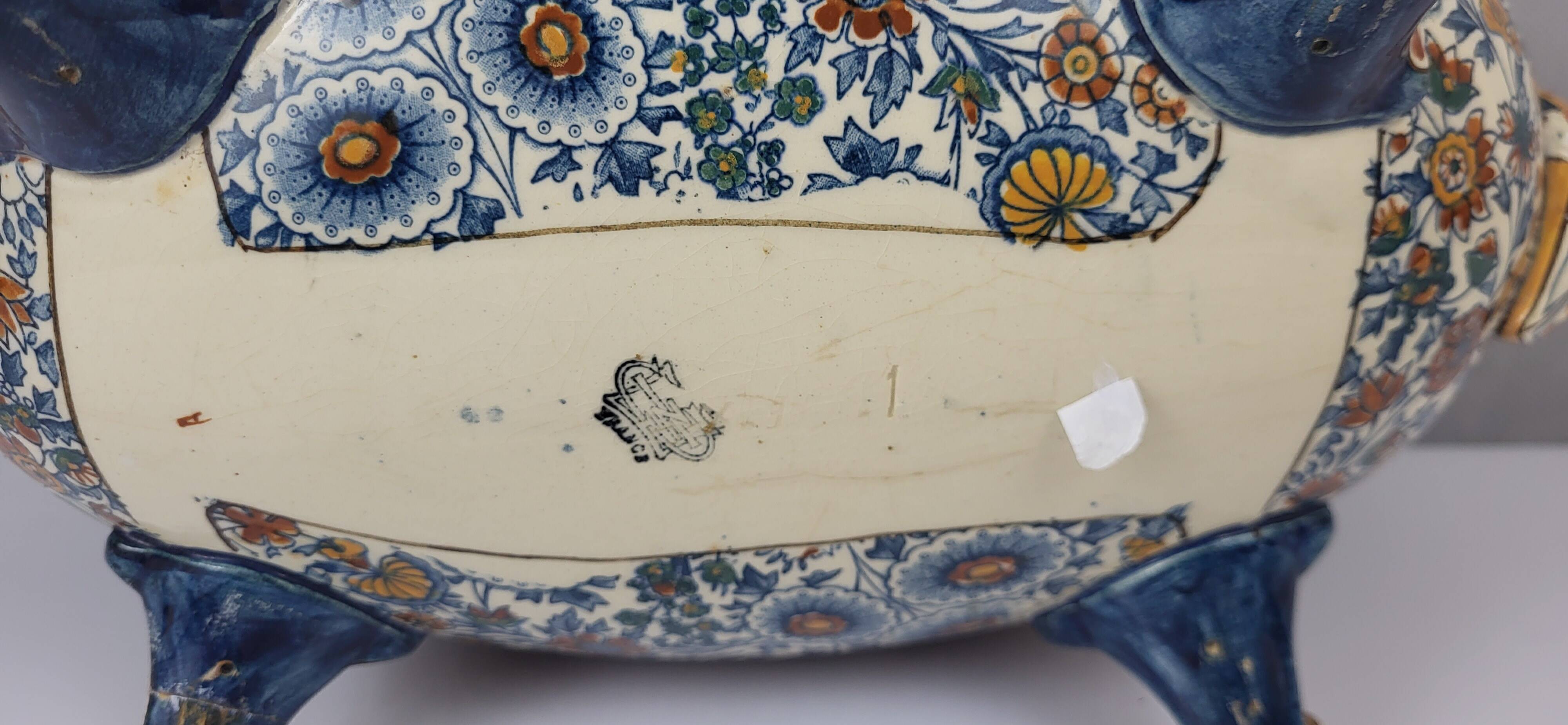 19th century Gien earthenware planter with Persian decor