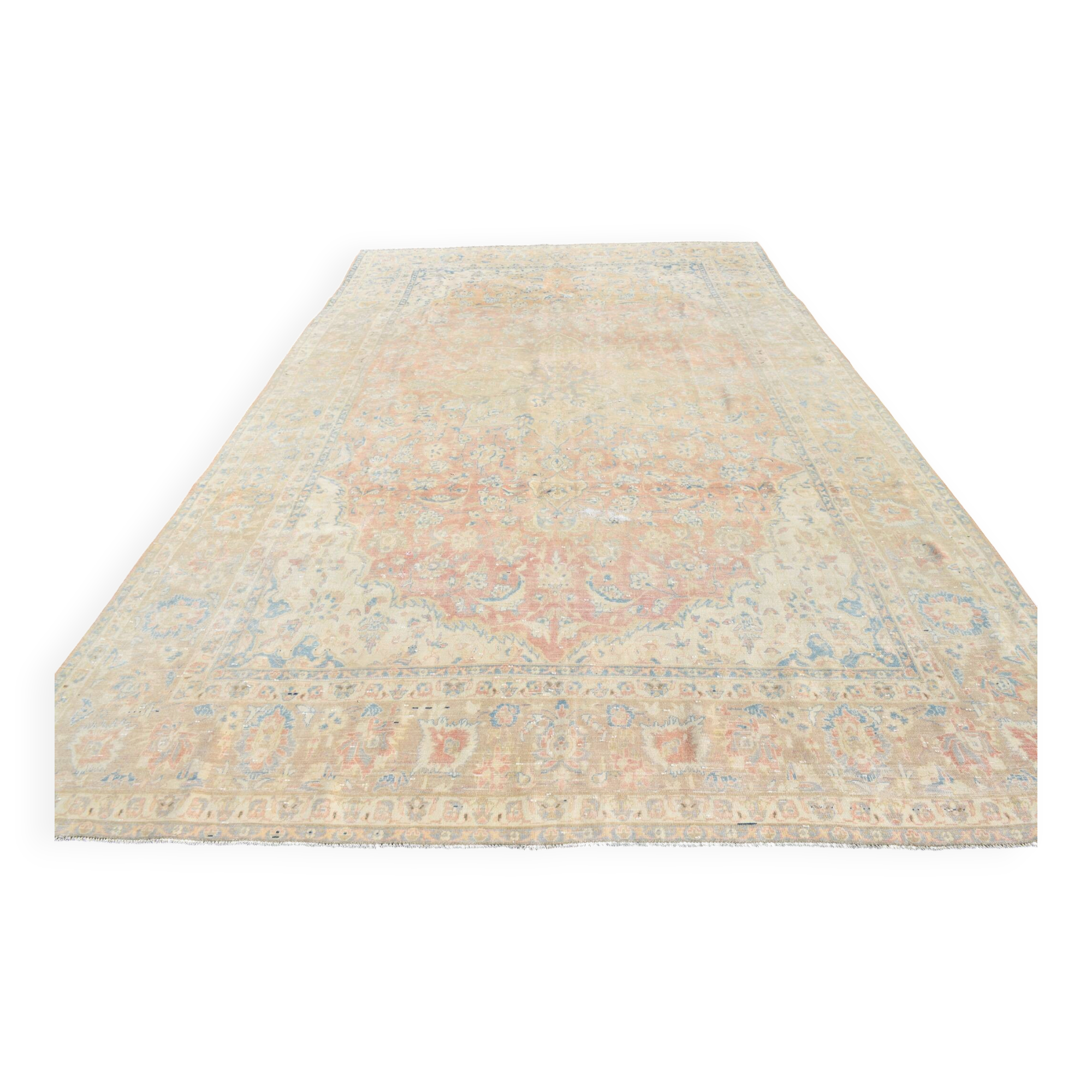 Shades Of Pink Large Vintage Persian Carpet, Hand Knotted Rug, 282x426 Cm